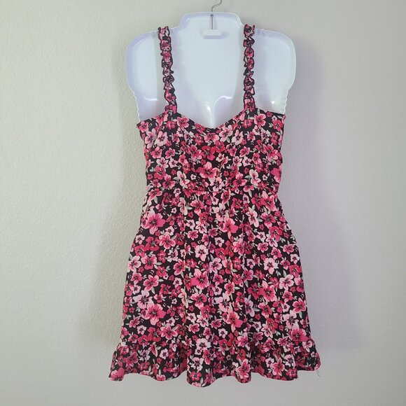 H&M Divided mini floral ruffle dress pink and black size small - Picture 5 of 12